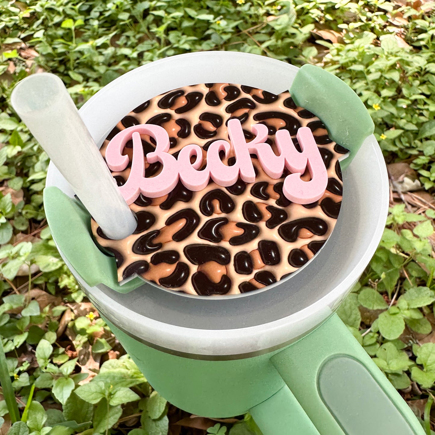 Personalized Leopard Bubble Stanley Topper