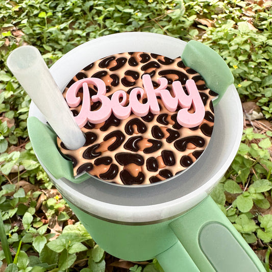 Personalized Leopard Bubble Stanley Topper