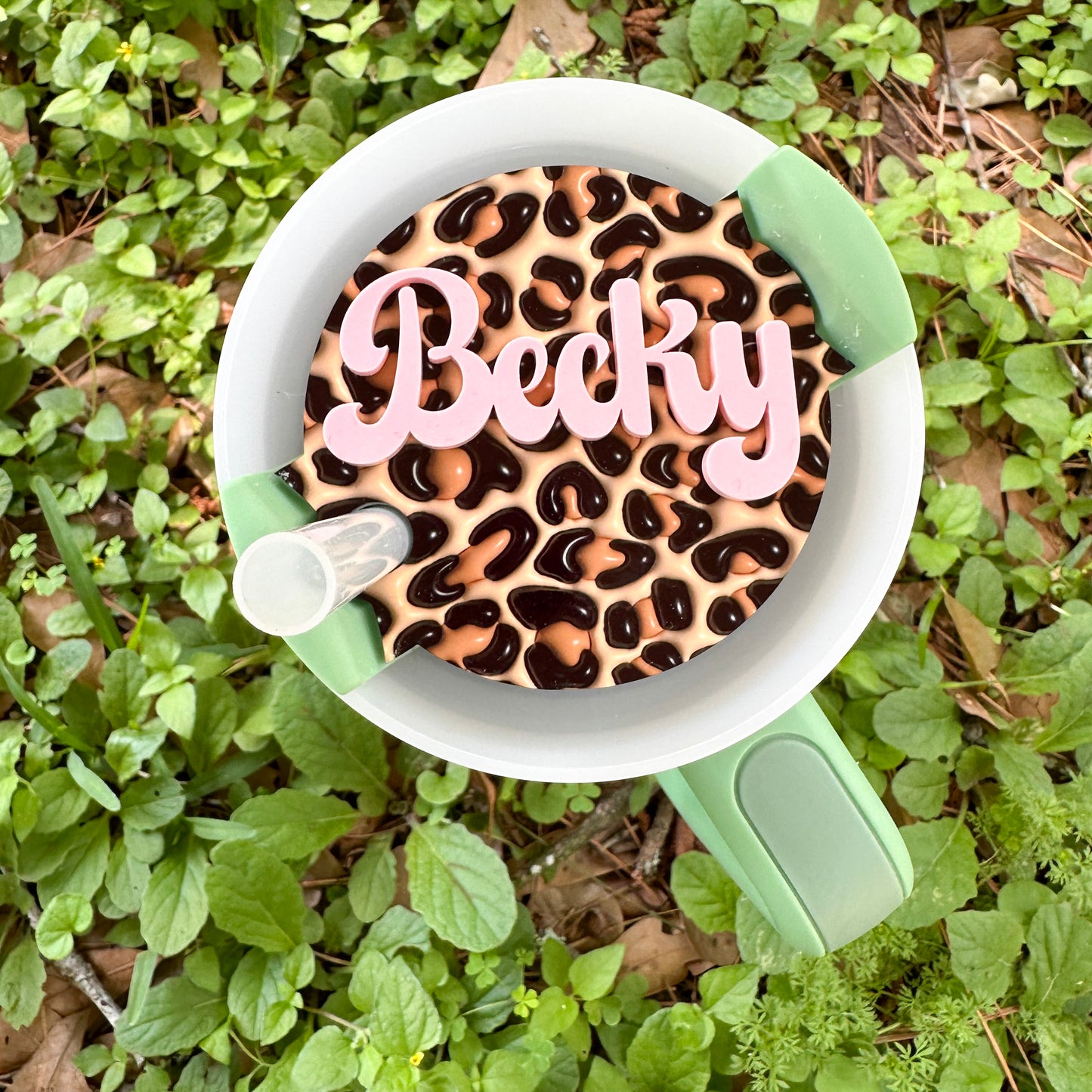 Personalized Leopard Bubble Stanley Topper