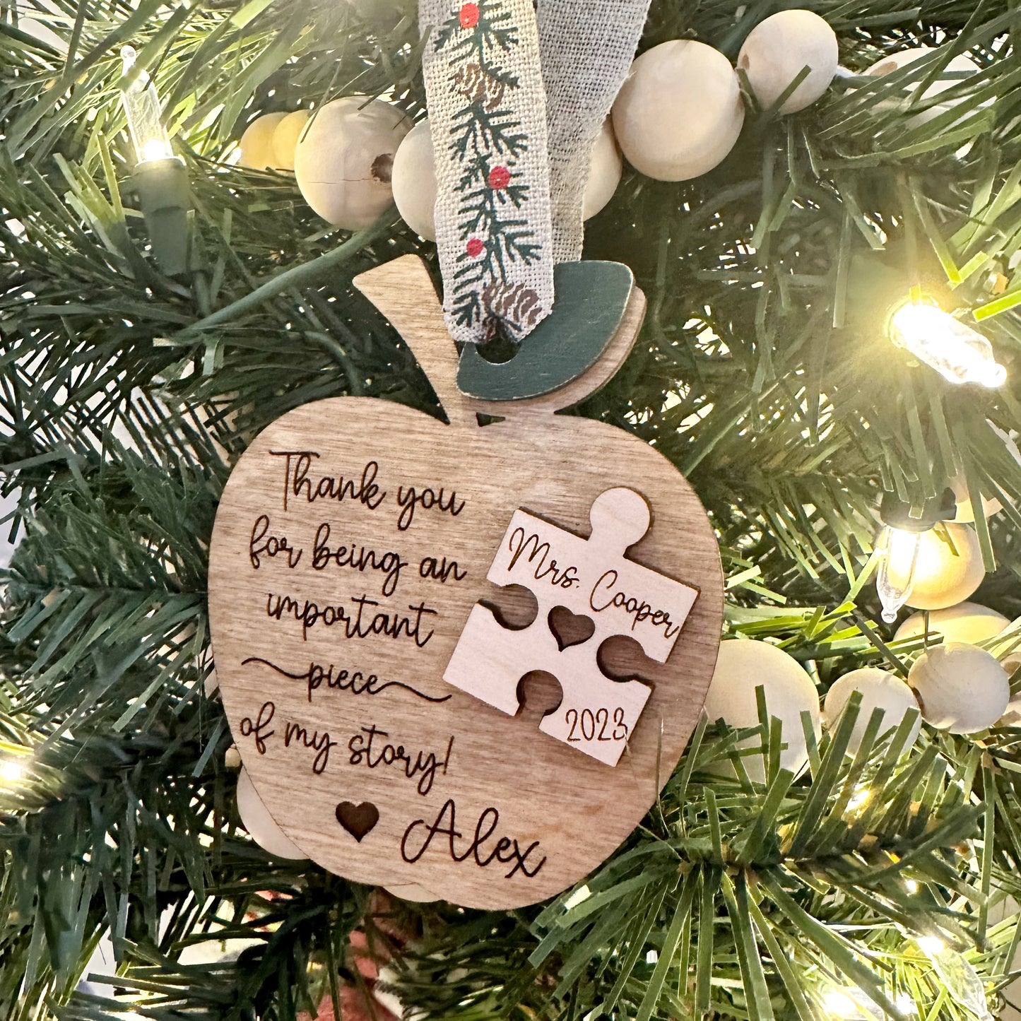 Piece of my Story Personalized Teacher Ornament