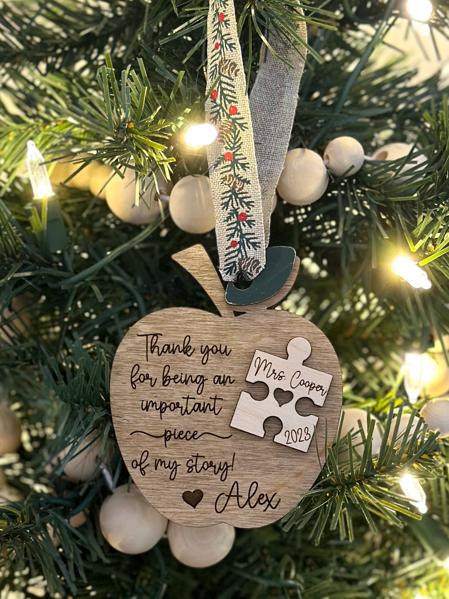 Piece of my Story Personalized Teacher Ornament