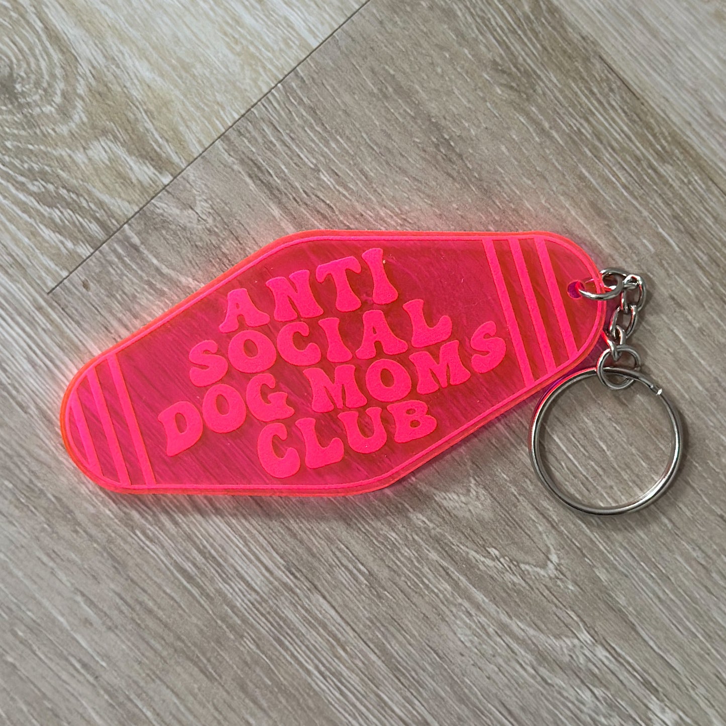 Anti Social Dog Moms Club Motel Keychain