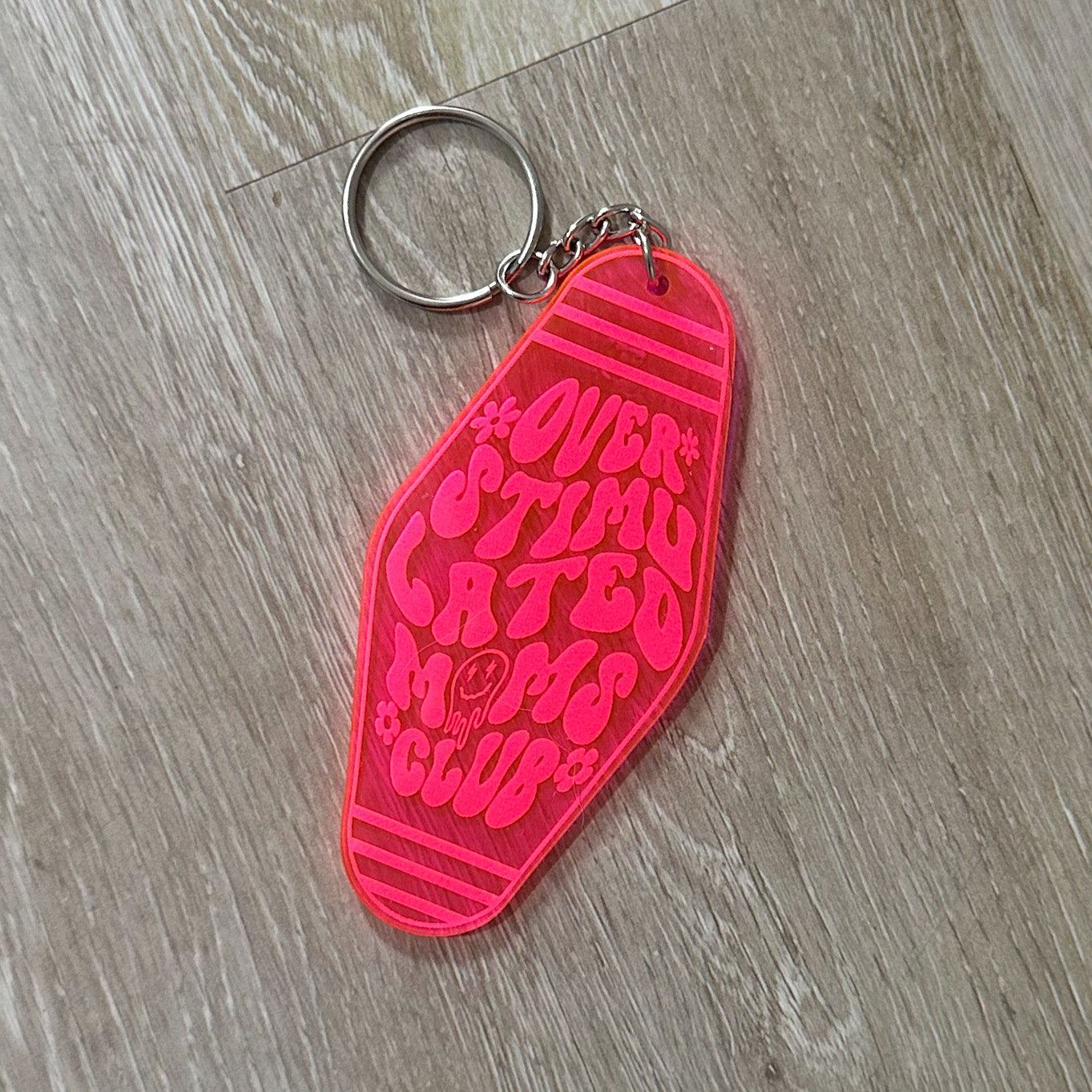 Overstimulated Moms Club Motel Keychain