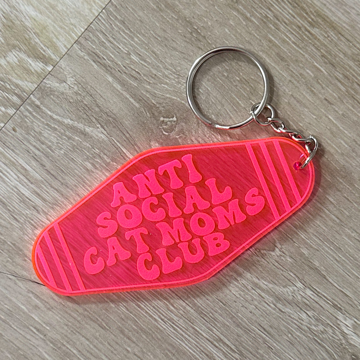 Anti Social Cat Moms Club Motel Keychain