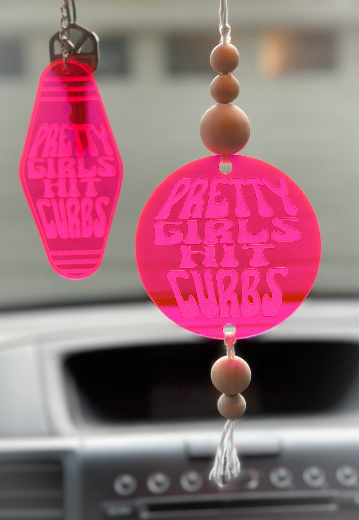 Pretty Girls Hit Curbs Keychain and Car Charm Set