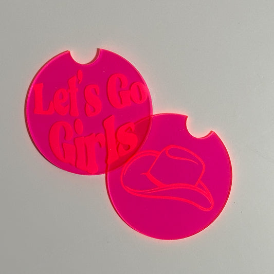 Let's Go Girls Neon Car Coasters