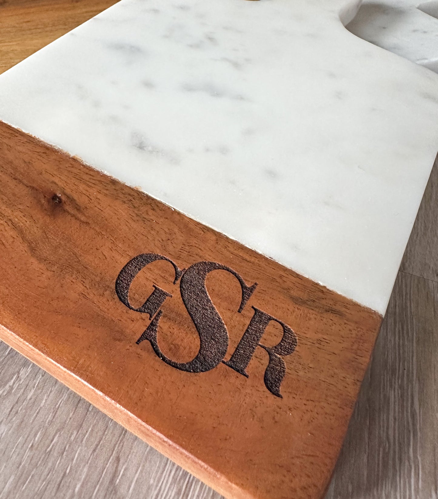 Marble and Wood Monogrammed Cutting Boards