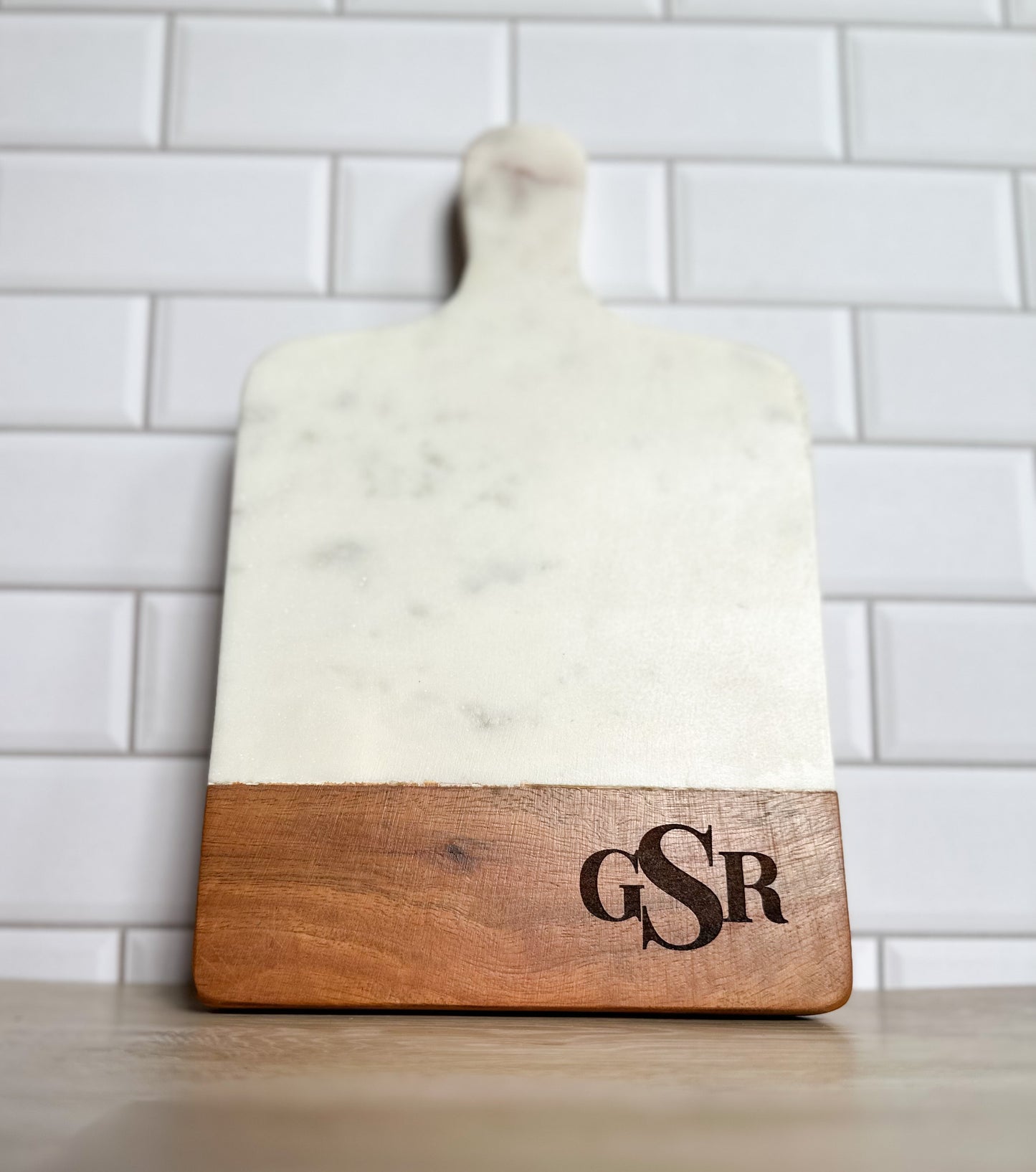 Marble and Wood Monogrammed Cutting Boards