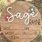 Boho Flowers Personalized Newborn Hospital Announcement Sign