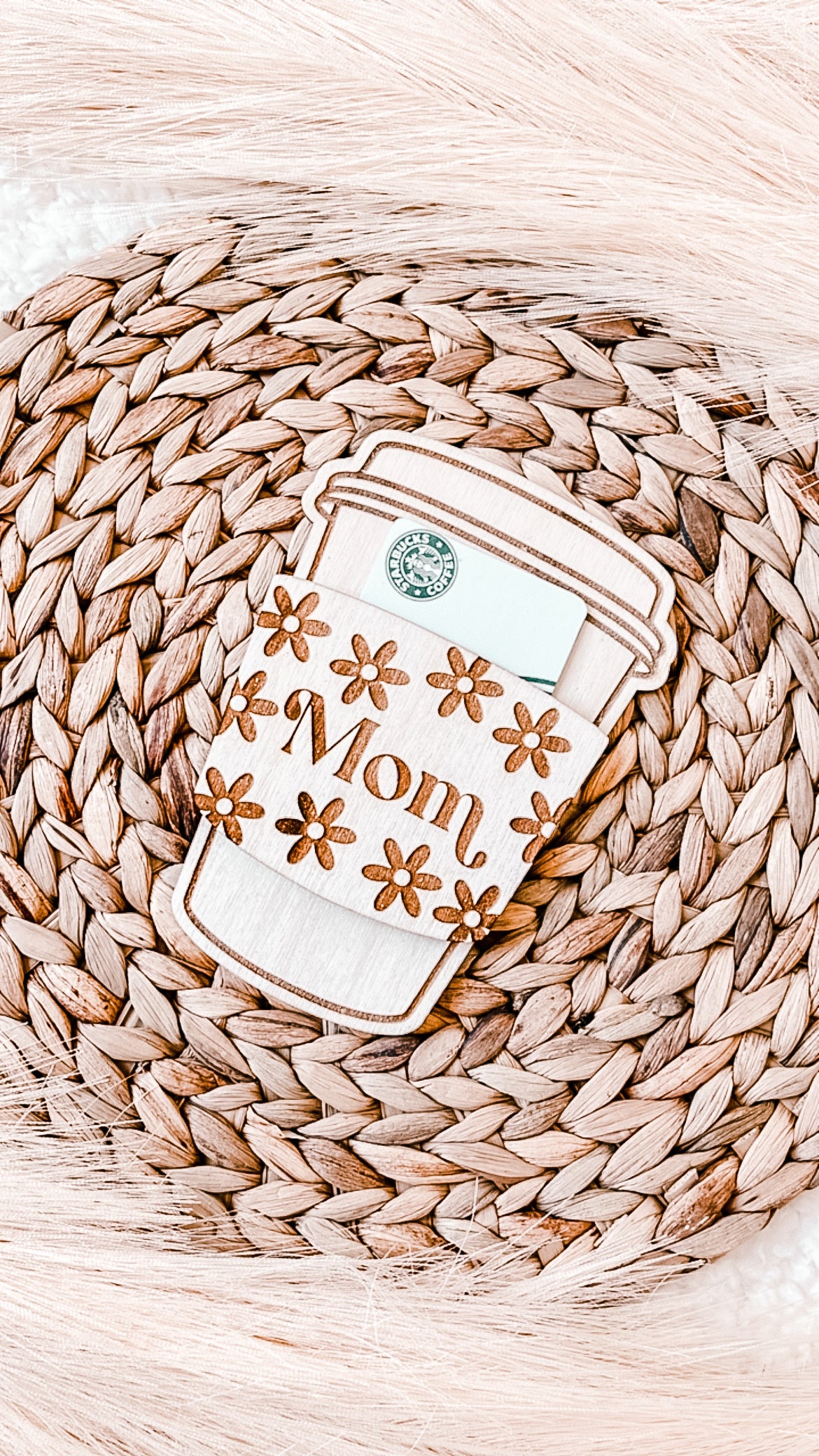 Wood Mother's Day Coffee Cup Gift Card Holder Magnet