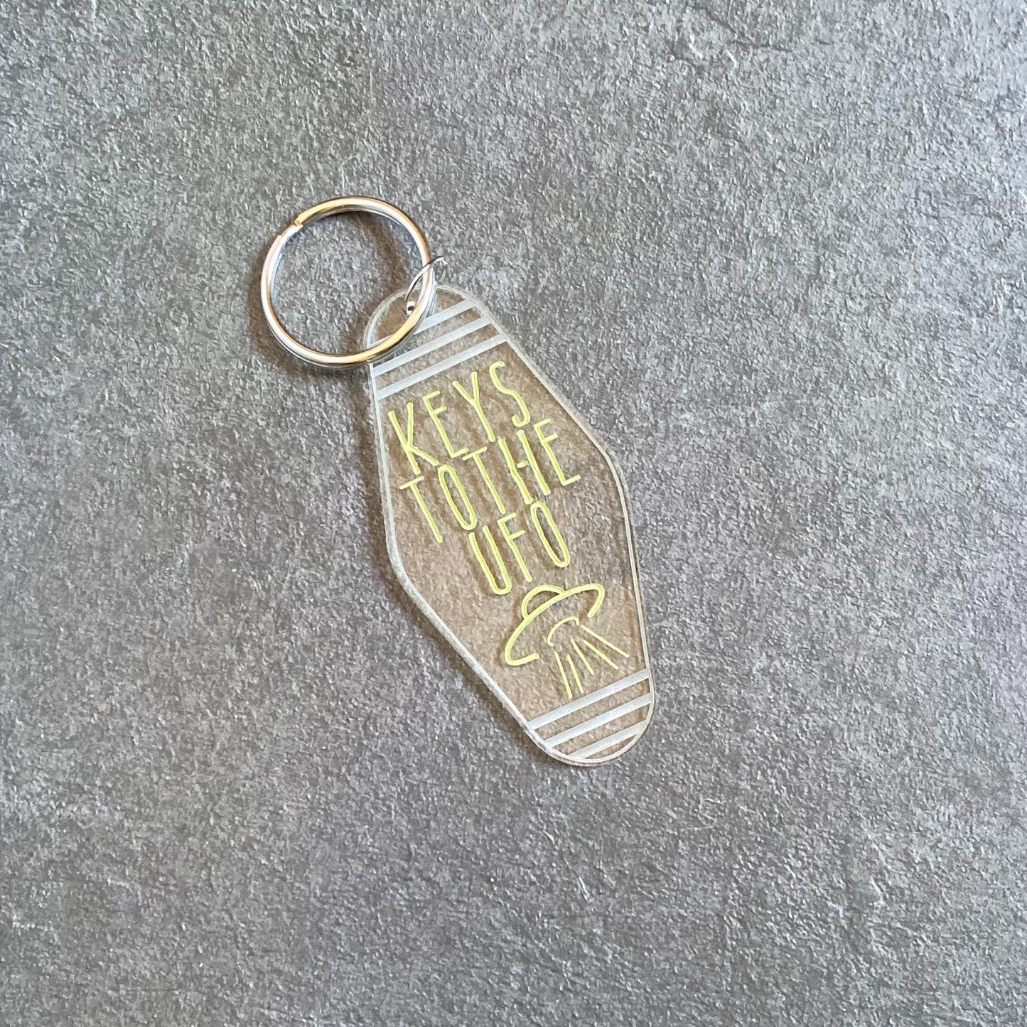 Keys to the UFO Acrylic Motel Keychain