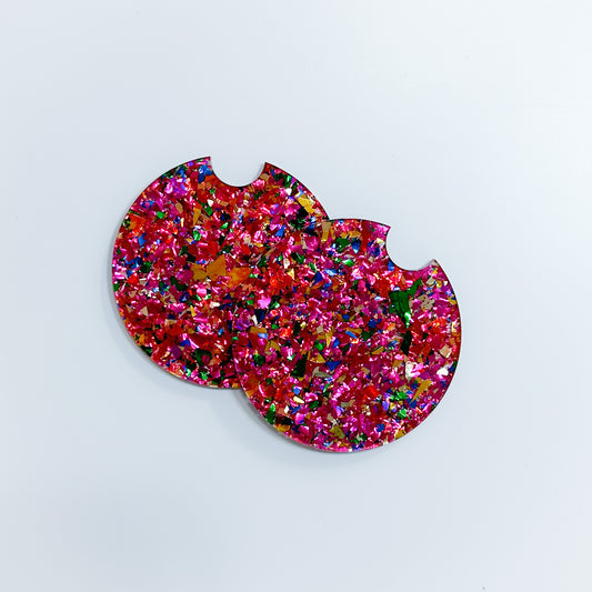 Pink Confetti Car Coasters