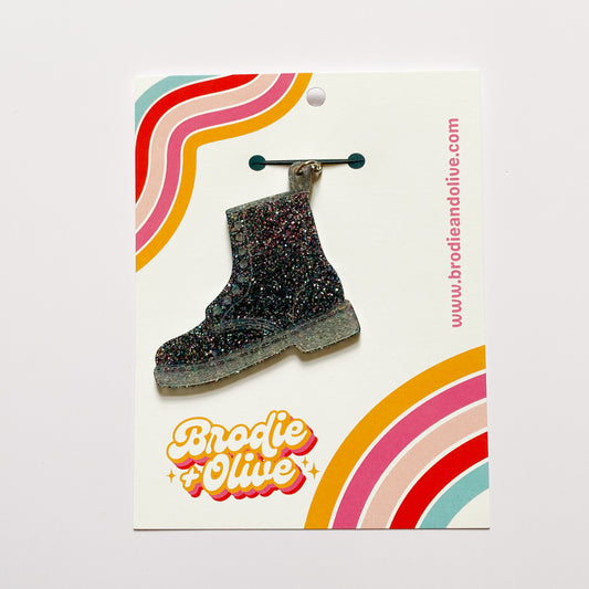 Glittery Combat Boot Keychain