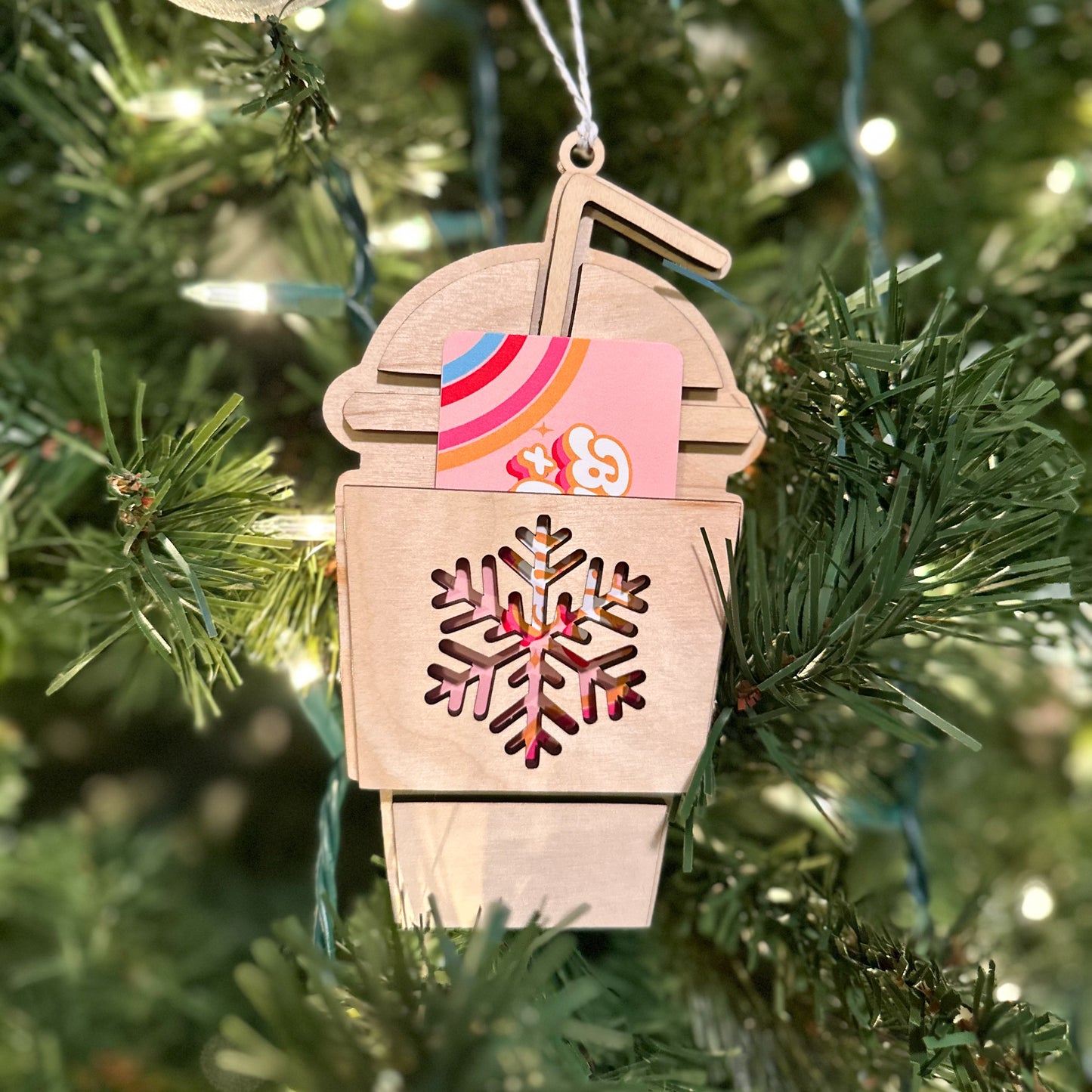 Wooden Ornament Coffee Cup Gift Card Holder