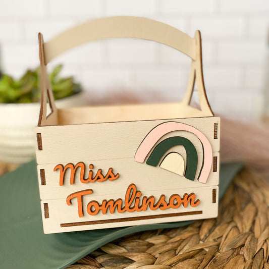 Small Personalized Wooden Basket